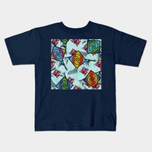 Geometric Motifs and Roses Kids T-Shirt